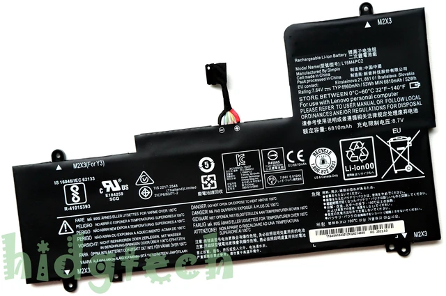 Main image of New L15L4PC2 L15M4PC2 53Wh Battery for Lenovo Yoga 710-14IKB 710-15ISK Series 5B10K90778