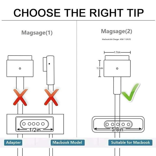 Alt view image 3 of 5 - Mac Book Pro Charger, AC 85w Magnetic T-Tip Power Adapter Charger Compatible with MacBook Pro 17/15/13 Inch (Retina, 2012-2015)