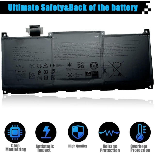 Alt view image 4 of 5 - AOMKA MN79H Laptop Battery Replacement for Dell XPS 9320 XPS 13 Plus 9320 XPS 13 9340 XPS 13 9345 Series Notebook 0MN79H J7H5M 0J7H5M NXRKW 0NXRKW 2FVJM 02FVJM 11.55V 55Wh 4524mAh 3-Cell