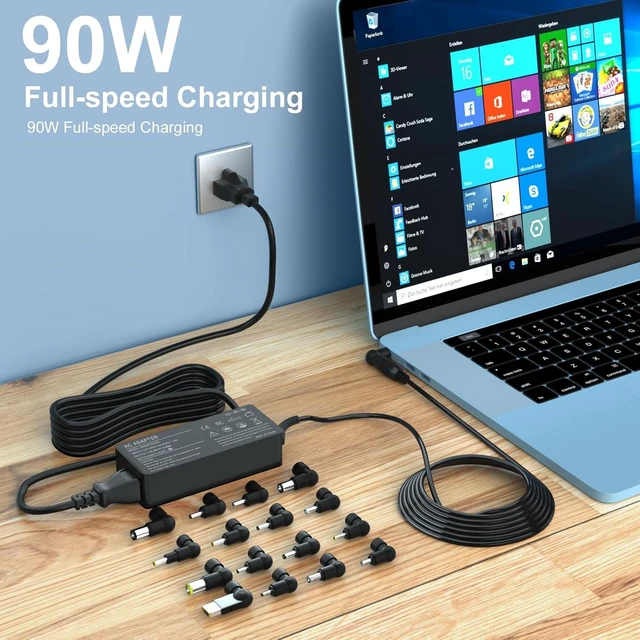 Alt view image 5 of 7 - 90W 16Tips Universal Laptop Charger - Compatible for HP LG IBM Google Toshiba Sony Fujitsu MacBook Pro Notebook Ultrabook Chromebook Power Adapter Supply Cord