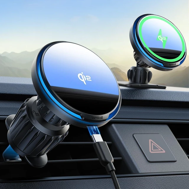 Main image of 15W for QI2 Magsafe Car Mount Charger - RGB LED360° Wireless Car Phone Holder Vent Dashboard, HandsFree Magnetic Phone Holder for Car Charging for iPhone 17 Air Pro Max Plus 16 15 14 13 12