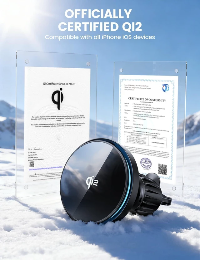 Alt view image 6 of 7 - 15W for QI2 Magsafe Car Mount Charger - RGB LED360° Wireless Car Phone Holder Vent Dashboard, HandsFree Magnetic Phone Holder for Car Charging for iPhone 17 Air Pro Max Plus 16 15 14 13 12