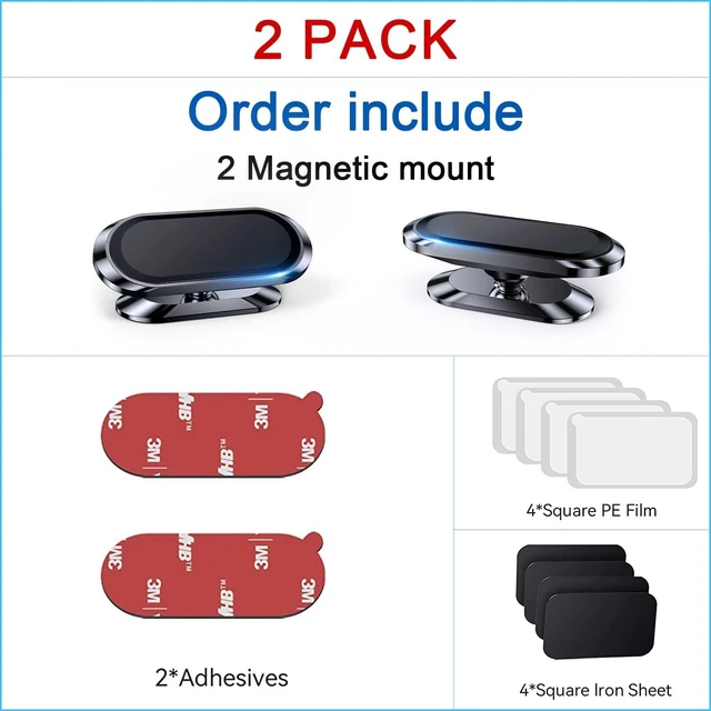 Alt view image 7 of 7 - 2-Pack Magnetic Phone Holder for Car DashStrong Magnet Magnetic Car Phone Holder Mount 4 Plate Phone Holders for Your Car Phone Mount for Car Dashboard Cell Phone Car Mount for iPhone Samsung