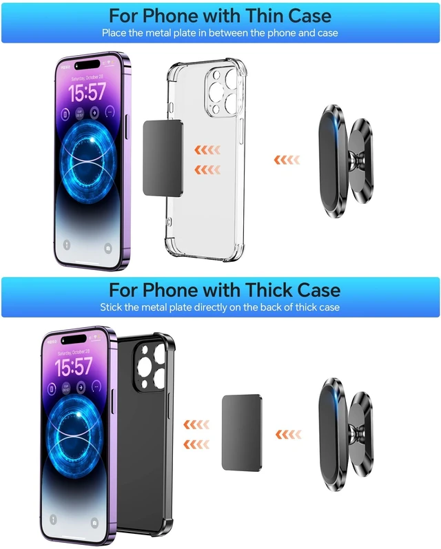 Alt view image 5 of 7 - 2-Pack Magnetic Phone Holder for Car DashStrong Magnet Magnetic Car Phone Holder Mount 4 Plate Phone Holders for Your Car Phone Mount for Car Dashboard Cell Phone Car Mount for iPhone Samsung