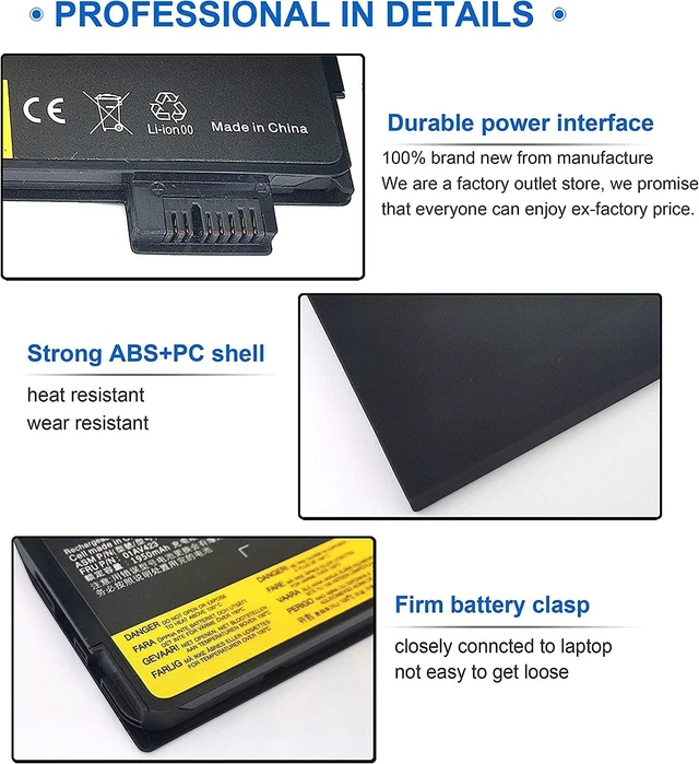 Alt view image 3 of 5 - 61+ 61 11.4V 24Wh 01AV423 01AV452 t470 T580 T570 P52S T470 Laptop Battery Replacement for Lenovo ThinkPad T470 T480 T570 T580 A475 A485 P51S P52S Series 4X50M08810 01AV422 SB10K97579 01AV424 01AV452