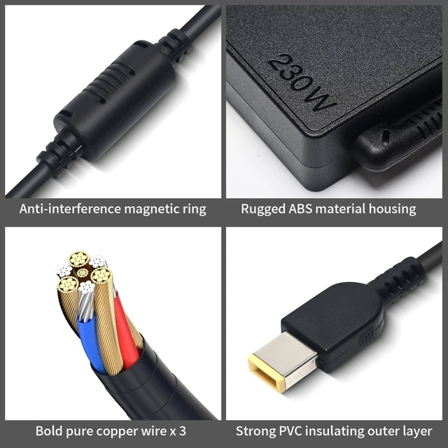 Alt view image 5 of 5 - 230W Laptop Charger for Lenovo Legion 5 7 5P C7 S7 Y540 Y545 Y740 Y730 Y900 Y910 Y920 Y7000, Thinkpad P73 P53 P72 P52 P71 P51 P70, 20V 11.5A Slim Tip AC Adapter Power Cord