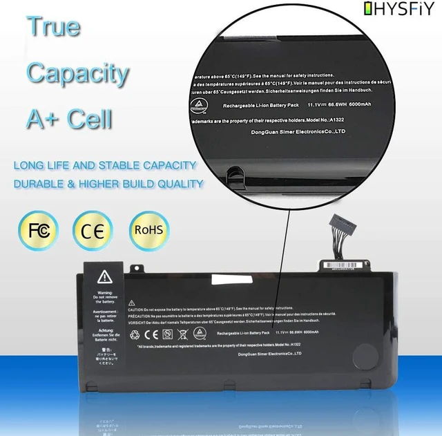 Alt view image 3 of 7 - A1278 A1322 Laptop Battery for MacBook Pro 13 inch Mid 2012 2010 2009 Early 2011 Late 2011 fit 661-5229 661-5557 Battery