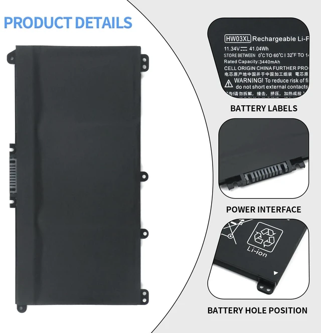 Alt view image 5 of 5 - SHUO.Z.B HW03XL L97300-005 Laptop Battery Replacement for HP Pavilion 15-EG 15-EH 17-CN 17-CP 15-EG0000 15t-eg000 15-EG1XXX 15-EG0010NR 17-CN0000 17-CN0XXX 17-CP0000 17-CP0XXX HW03041XL-PL HSTNN-IB90