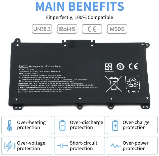 Alt view image 4 of 5 - SHUO.Z.B HW03XL L97300-005 Laptop Battery Replacement for HP Pavilion 15-EG 15-EH 17-CN 17-CP 15-EG0000 15t-eg000 15-EG1XXX 15-EG0010NR 17-CN0000 17-CN0XXX 17-CP0000 17-CP0XXX HW03041XL-PL HSTNN-IB90