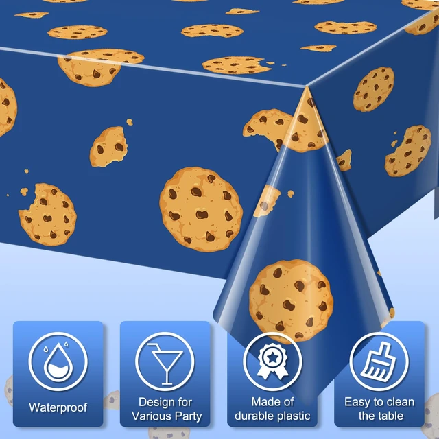 Alt view image 3 of 7 - 3Pcs Cookie Monster Birthday Party Tablecloth Decorations,Blue Plastic Table Cover Disposable Rectangle Table Cloth for Baby Shower Kids Boy Birthday Party Supplies,54x108 Inch