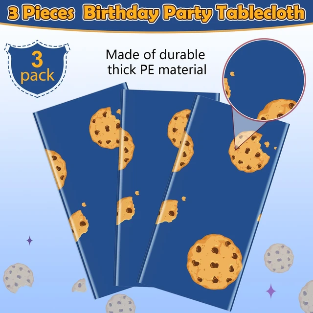 Alt view image 4 of 7 - 3Pcs Cookie Monster Birthday Party Tablecloth Decorations,Blue Plastic Table Cover Disposable Rectangle Table Cloth for Baby Shower Kids Boy Birthday Party Supplies,54x108 Inch