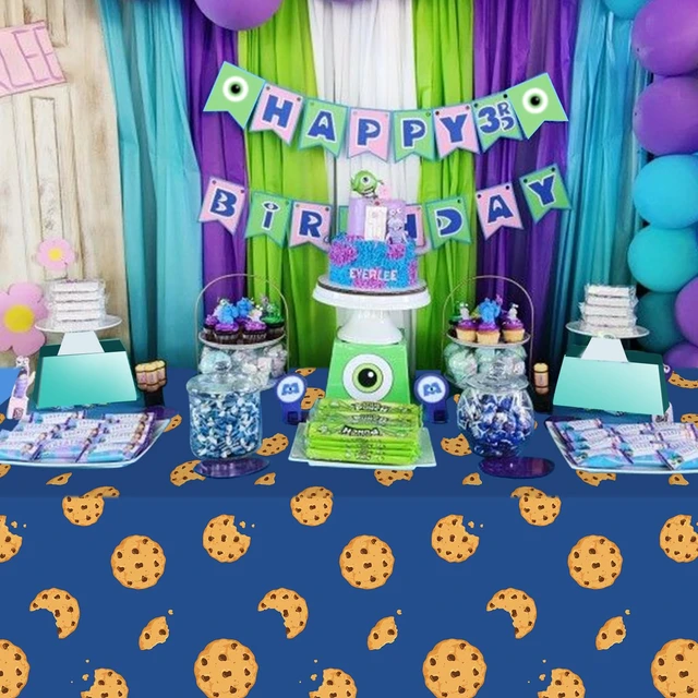 Alt view image 5 of 7 - 3Pcs Cookie Monster Birthday Party Tablecloth Decorations,Blue Plastic Table Cover Disposable Rectangle Table Cloth for Baby Shower Kids Boy Birthday Party Supplies,54x108 Inch