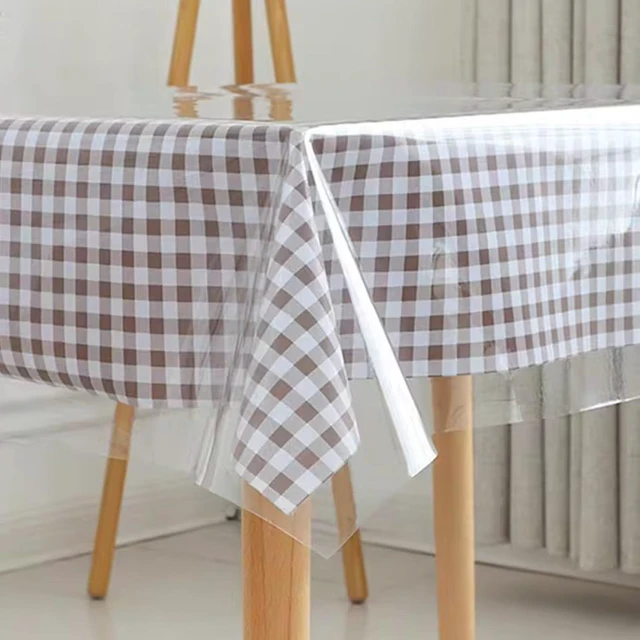 Main image of Clear Plastic Table Cover Protector 54 x 54 Inch Vinyl Tablecloth | 100% Waterproof, PVC Square Transparent Sheet, Oil Spill Proof, Wipeablefor Dining TablesPicnic Party,Holidays