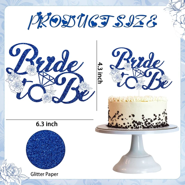Alt view image 4 of 7 - Bridal Shower Cupcake Toppers - 25 Pcs Something Blue Before I Do | Bachelorette Bride To Be Engagement Wedding Party Decorations Supplies, and White Floral Flower Table Decor Topper