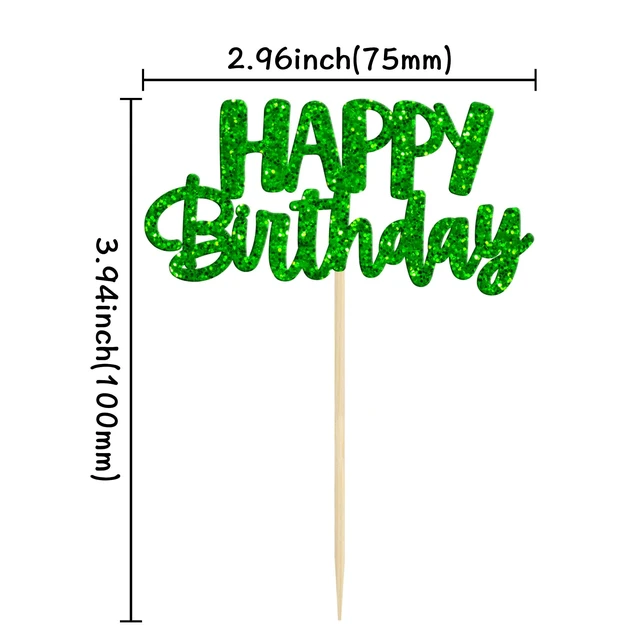 Alt view image 2 of 7 - 24Pcs Happy Birthday Cupcake Toppers Glitter Birthday Cupcake Food Picks for Celebrating Wedding Anniversary Party Cake Decorations Supplies Green