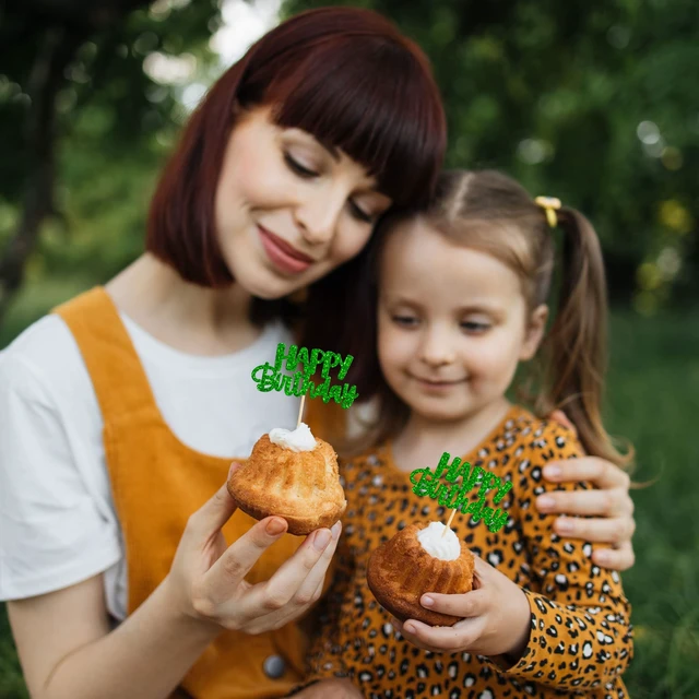 Alt view image 4 of 7 - 24Pcs Happy Birthday Cupcake Toppers Glitter Birthday Cupcake Food Picks for Celebrating Wedding Anniversary Party Cake Decorations Supplies Green