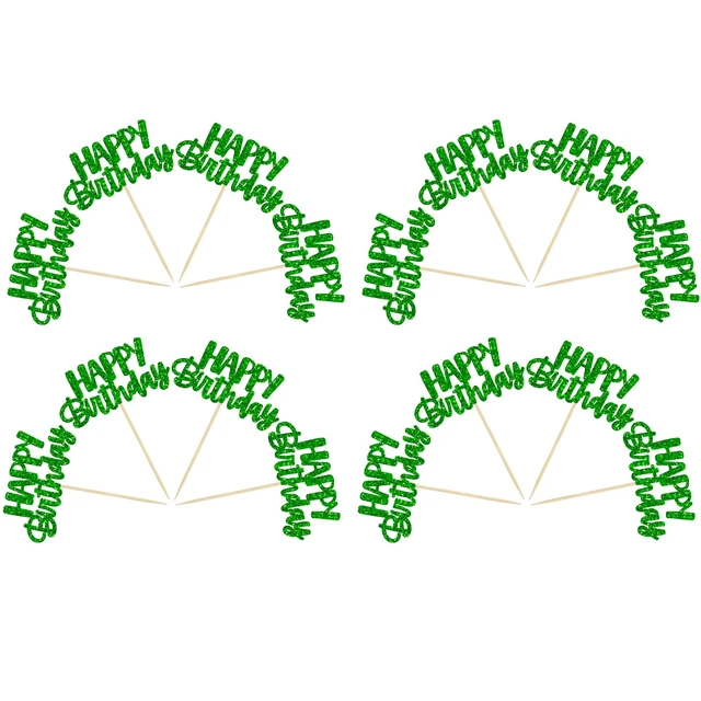Alt view image 3 of 7 - 24Pcs Happy Birthday Cupcake Toppers Glitter Birthday Cupcake Food Picks for Celebrating Wedding Anniversary Party Cake Decorations Supplies Green