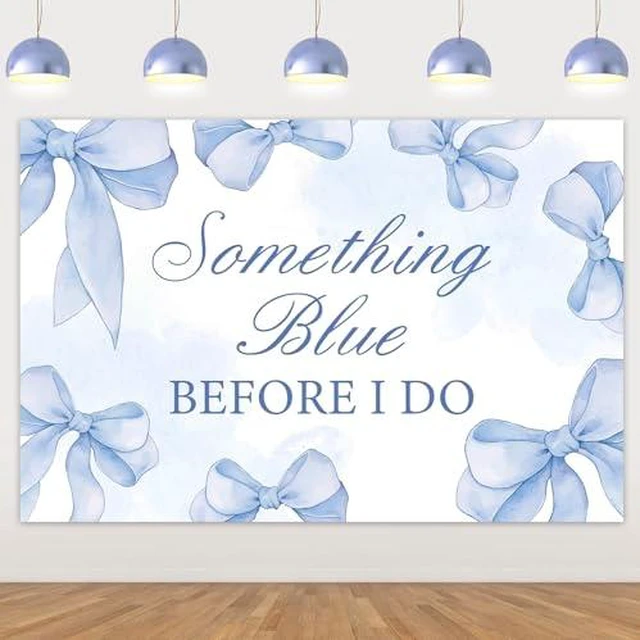 Main image of Something Blue Before I Do Bridal Shower Backdrop Something Blue Bridal Shower Decorations Blues Bow Before I Do Banner for Bachelorette Engagement Wedding Party Supplies 5 * 3ft