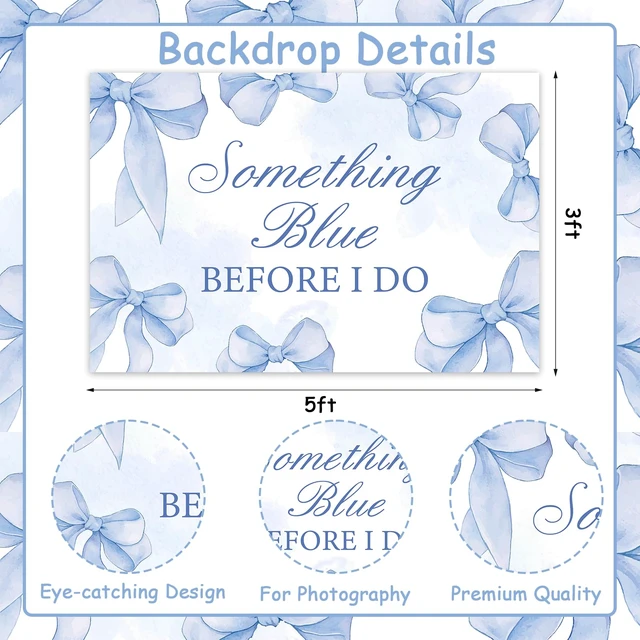 Alt view image 6 of 7 - Something Blue Before I Do Bridal Shower Backdrop Something Blue Bridal Shower Decorations Blues Bow Before I Do Banner for Bachelorette Engagement Wedding Party Supplies 5 * 3ft