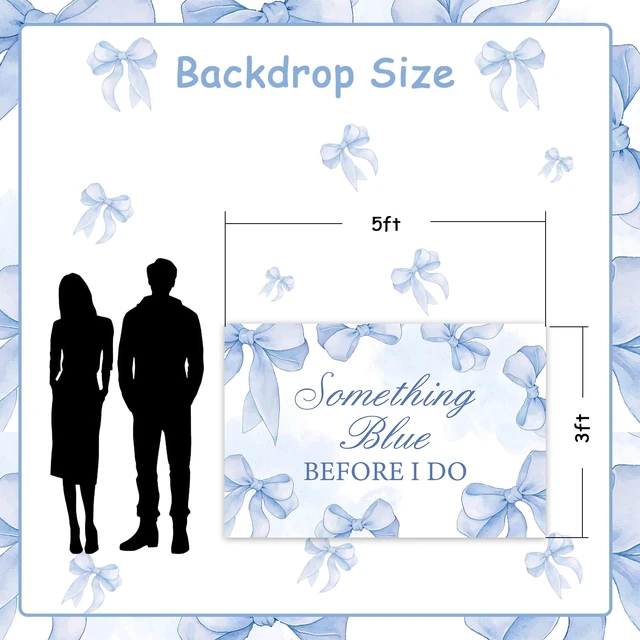 Alt view image 7 of 7 - Something Blue Before I Do Bridal Shower Backdrop Something Blue Bridal Shower Decorations Blues Bow Before I Do Banner for Bachelorette Engagement Wedding Party Supplies 5 * 3ft
