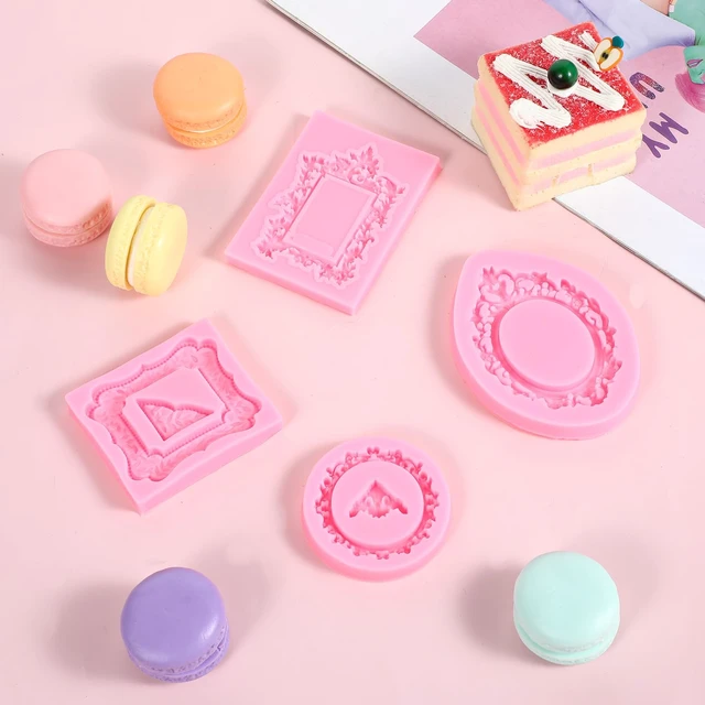 Alt view image 4 of 7 - 4 Pcs Photo Frame Silicone Molds, Baroque Style Air Dry Clay Molds, Mini Frame Molds Silicone for Cupcake Topper Cake Decoration Chocolate Candy Polymer Clay