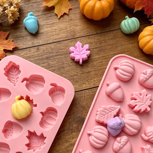Main image of Fall Silicone Molds for Chocolate,2 Piece 36-Cavities Autumn Molds | Thanksgiving Chocolate Silicone Molds,Acorns Pumpkin 3D Moulds,Autumn Silicone Mold for Harvest Theme Pudding Jelly Makin