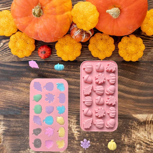 Alt view image 2 of 7 - Fall Silicone Molds for Chocolate,2 Piece 36-Cavities Autumn Molds | Thanksgiving Chocolate Silicone Molds,Acorns Pumpkin 3D Moulds,Autumn Silicone Mold for Harvest Theme Pudding Jelly Makin