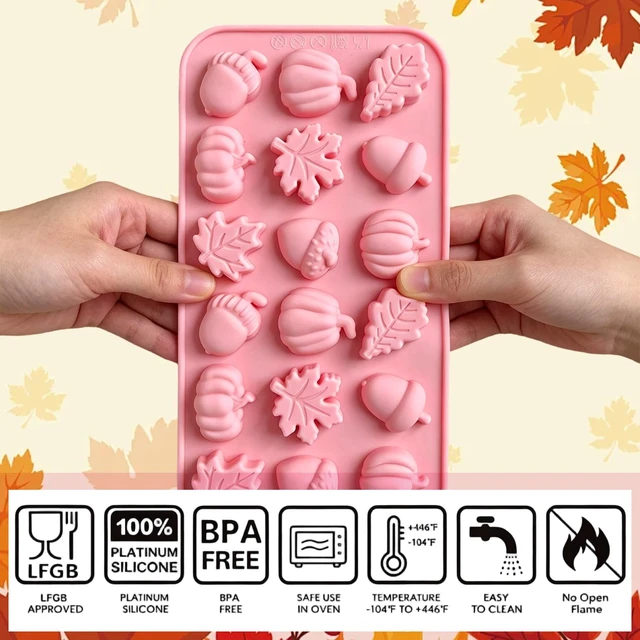 Alt view image 6 of 7 - Fall Silicone Molds for Chocolate,2 Piece 36-Cavities Autumn Molds | Thanksgiving Chocolate Silicone Molds,Acorns Pumpkin 3D Moulds,Autumn Silicone Mold for Harvest Theme Pudding Jelly Makin