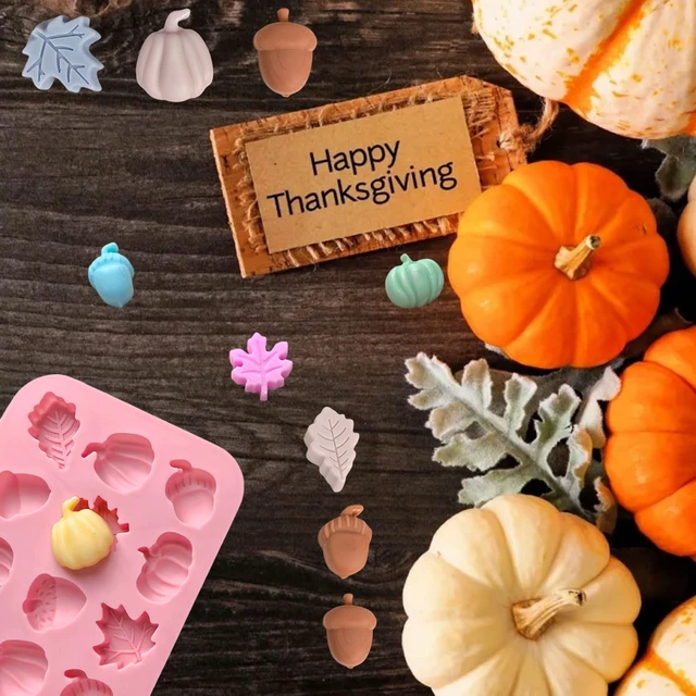 Alt view image 3 of 7 - Fall Silicone Molds for Chocolate,2 Piece 36-Cavities Autumn Molds | Thanksgiving Chocolate Silicone Molds,Acorns Pumpkin 3D Moulds,Autumn Silicone Mold for Harvest Theme Pudding Jelly Makin