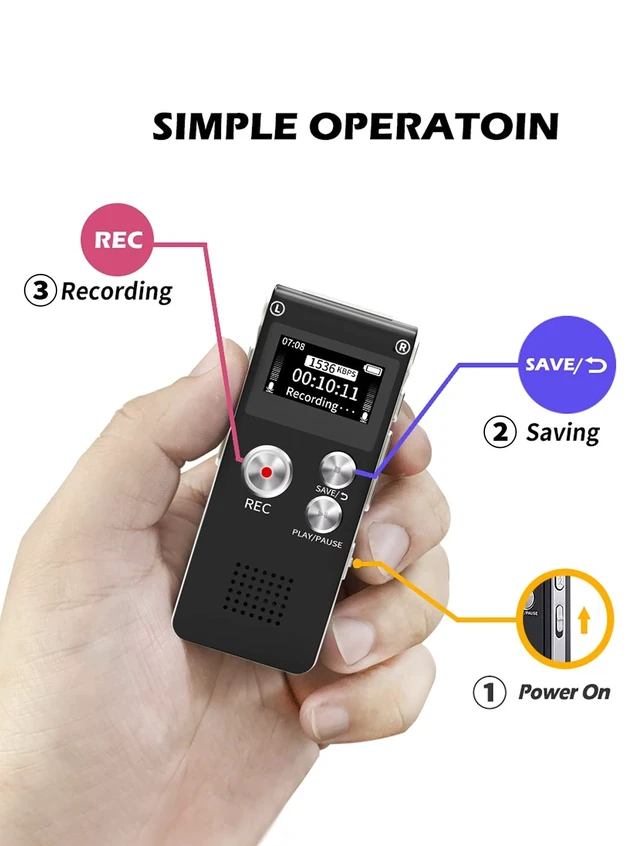 Alt view image 11 of 14 - Digital Voice Recorder 16GB Voice Recorder with Playback for Lectures - USB Rechargeable Dictaphone Upgraded Small Tape Recorder Device