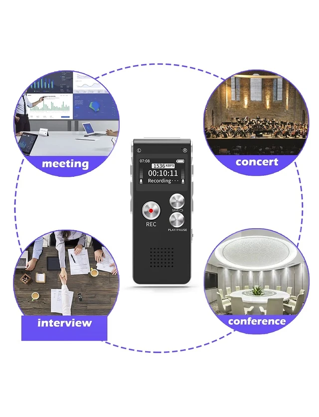 Alt view image 14 of 14 - Digital Voice Recorder 16GB Voice Recorder with Playback for Lectures - USB Rechargeable Dictaphone Upgraded Small Tape Recorder Device