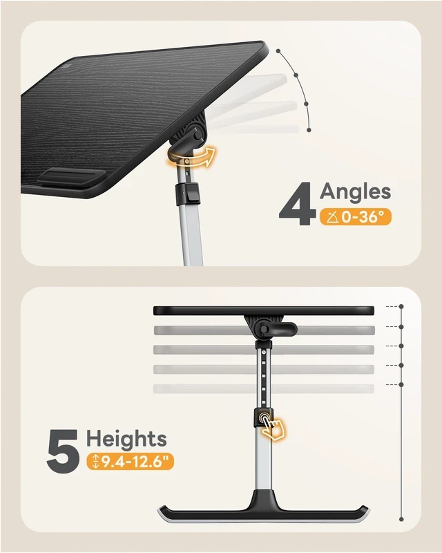 Alt view image 12 of 14 - Height & Angle Adjustable Lap Desk Laptop Stand for Bed | LightWeight Foldable Portable Laptop Table for Couch Sofa Chair Floor