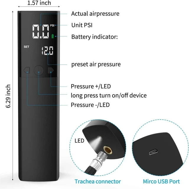 Alt view image 11 of 12 - Electric Ball Pump for Sports Balls, Basketball Pump with Gauge and LCD | Portable Ball Inflator for Basketball Football Volleyball Soccer Ball, 15 PSI with 2 Pin and 1 Air Hose