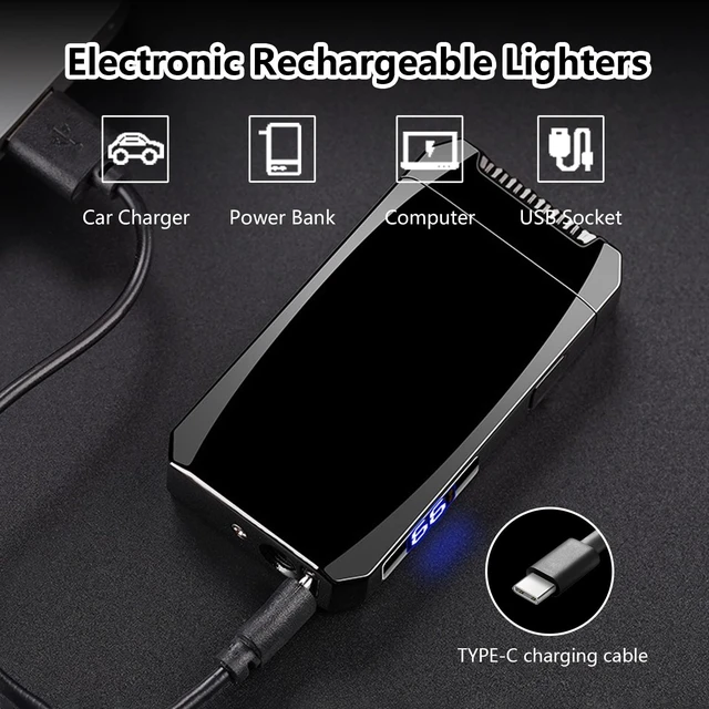 Alt view image 9 of 14 - Rechargeable Electric Lighter USB C Electronic Lighters High Power Flame Arc Plasma Lighter Windproof Camping Lighters with Long Battery Life for Home and Outdoor (Black)