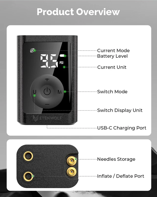 Alt view image 9 of 14 - P300 Plus Ball Pump, Electric Basketball Pump Inflation Deflation | with 3200 mAh Rechargeable Battery and 2 Needles, Air Pump for All Sports Balls