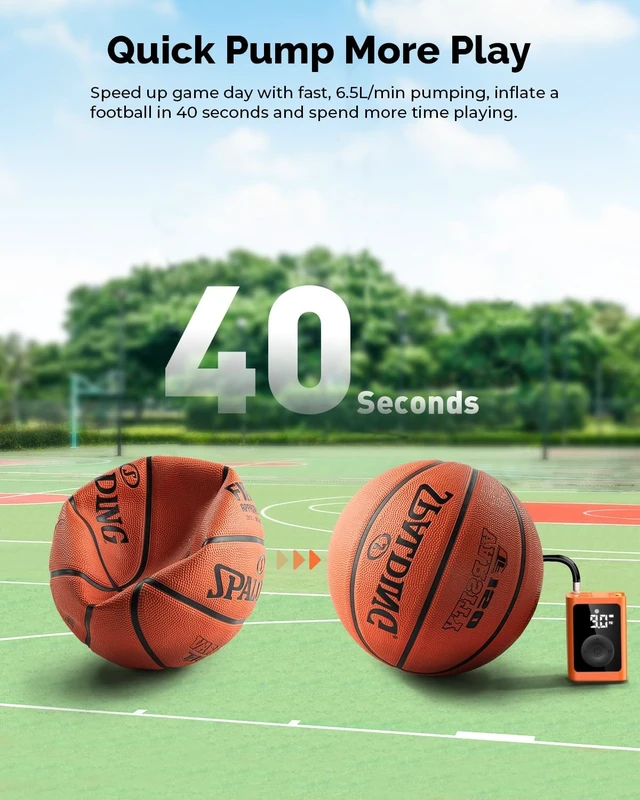 Alt view image 14 of 14 - P300 Plus Ball Pump, Electric Basketball Pump Inflation Deflation | with 3200 mAh Rechargeable Battery and 2 Needles, Air Pump for All Sports Balls