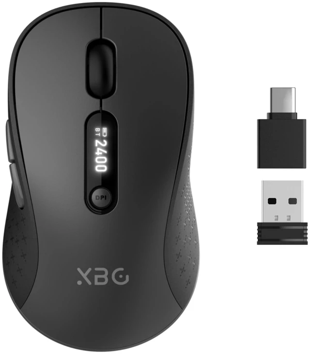 Alt view image 8 of 14 - B15Pro Tri-Mode Wireless Bluetooth Mouse with LED Display for Laptop | Bluetooth 5.0/4.0 & 2.4G, 2400 DPI, 500mAh Type-C Rechargeable, Ergonomic Silent Click, Multi-Device for PC Tablet Office