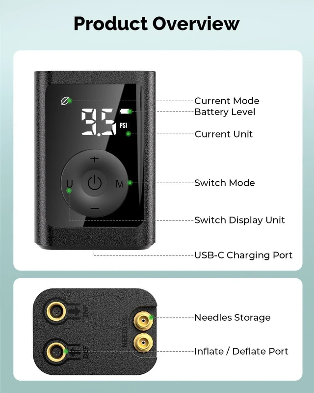 Alt view image 9 of 14 - Electric Ball Pump Inflation & Deflation with 2600mAh Battery | 3-17PSI Basketball Pump with Precise Pressure Gauge and Ball Needles, Rechargeable Air Pump for Football, Soccer, Volleyball