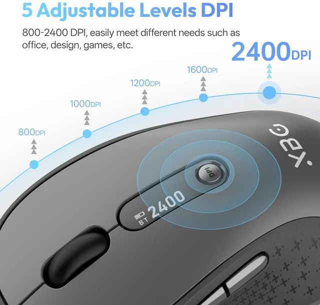 Alt view image 11 of 14 - B15Pro Tri-Mode Wireless Bluetooth Mouse with LED Display for Laptop | Bluetooth 5.0/4.0 & 2.4G, 2400 DPI, 500mAh Type-C Rechargeable, Ergonomic Silent Click, Multi-Device for PC Tablet Office