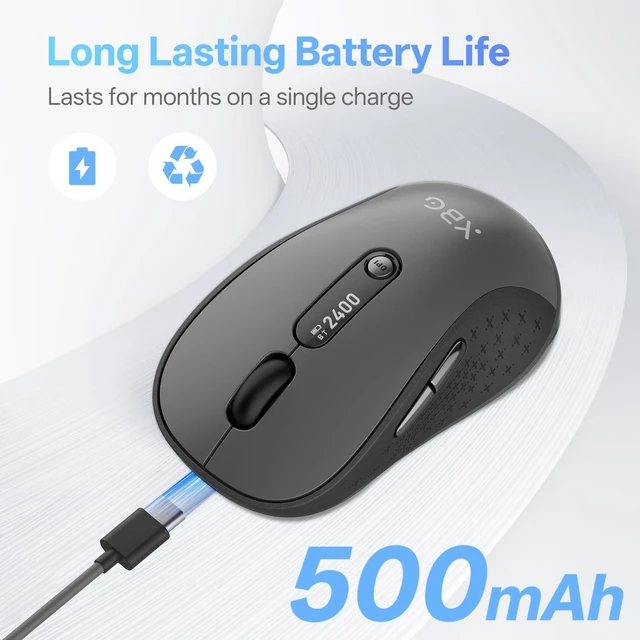Alt view image 12 of 14 - B15Pro Tri-Mode Wireless Bluetooth Mouse with LED Display for Laptop | Bluetooth 5.0/4.0 & 2.4G, 2400 DPI, 500mAh Type-C Rechargeable, Ergonomic Silent Click, Multi-Device for PC Tablet Office