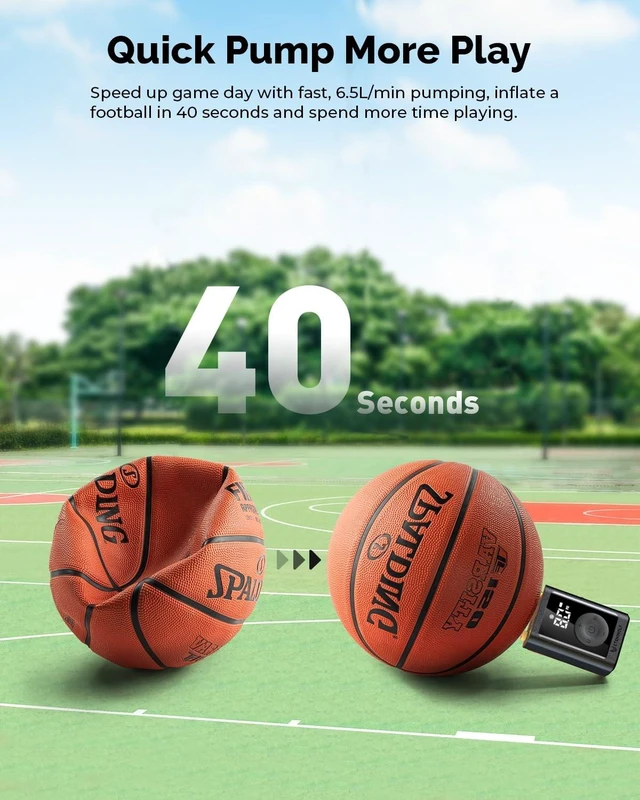 Alt view image 14 of 14 - Electric Ball Pump Inflation & Deflation with 2600mAh Battery | 3-17PSI Basketball Pump with Precise Pressure Gauge and Ball Needles, Rechargeable Air Pump for Football, Soccer, Volleyball