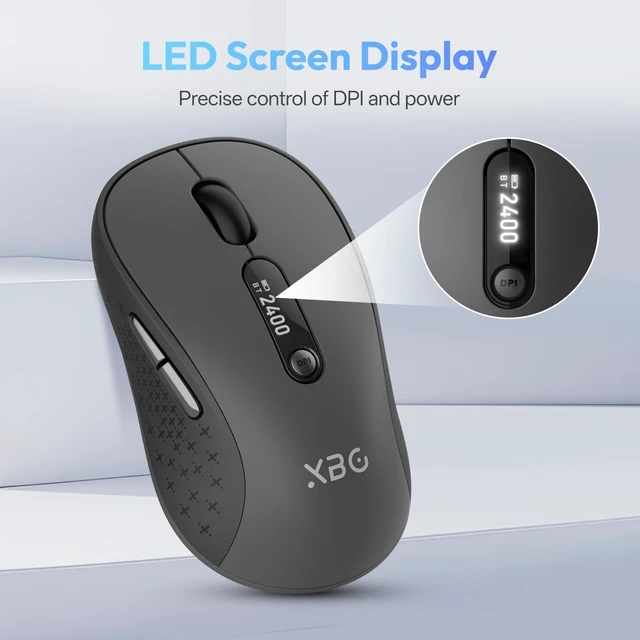 Alt view image 9 of 14 - B15Pro Tri-Mode Wireless Bluetooth Mouse with LED Display for Laptop | Bluetooth 5.0/4.0 & 2.4G, 2400 DPI, 500mAh Type-C Rechargeable, Ergonomic Silent Click, Multi-Device for PC Tablet Office