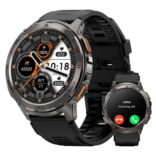 Alt view image 8 of 14 - Smart Watch for Men, 60 Days Extra-Long Battery, 50M Waterproof for Swimming, Rugged Military Full Metal Body Smartwatch, 1.43 AMOLED Always-On Fitness Watch(Answer/Make Calls) AI Voice