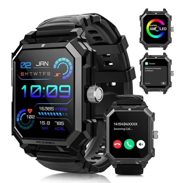 Alt view image 7 of 12 - Smart Watch for Men (Answer/Make Call) 1.96" Military Smartwatch 680mAh Battery IP69 Waterproof Smart Watches Fitness Activity Tracker With Blood Pressure Heart Rate Sleep Monitor for Android Phones