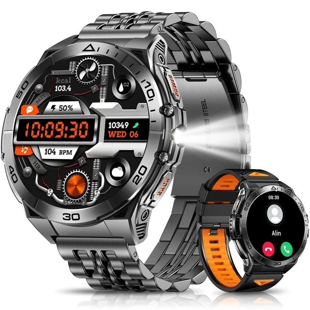 Alt view image 7 of 12 - Military Smart Watches for Men with Bluetooth Call, 1.6" AMOLED Waterproof Smartwatch with Flashlight, 116 Sport Modes, 900mAh Heart Rate/SpO2/Sleep Monitor Fitness Tracker for Android iOS