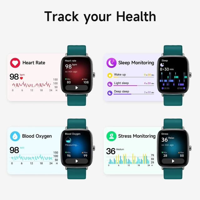 Alt view image 10 of 14 - Smart Watch for Men Women, 1.85" HD Smartwatch Compatible iPhone/Samsung/Android (Answer/Make Calls), 100+ Sport Modes Fitness Tracker with Heart Rate/Sleep/Step Monitor, IP68 Waterproof, 2 Bands