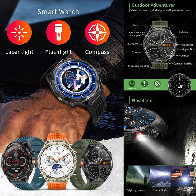 Alt view image 9 of 14 - 1.85AMOLED Smart Watch for Men(Answer/Make Calls), LED Lighting, 5ATM Waterproof Fitness Watch with Heart Rate, SpO2, Blood Pressure, Bluetooth Smartwatch for Android iPhone, with 3 Bands (Silver)