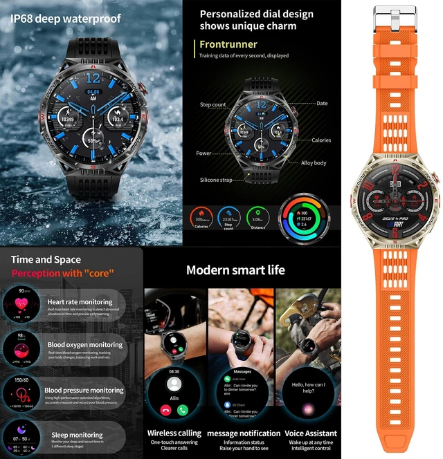Alt view image 12 of 14 - 1.85AMOLED Smart Watch for Men(Answer/Make Calls), LED Lighting, 5ATM Waterproof Fitness Watch with Heart Rate, SpO2, Blood Pressure, Bluetooth Smartwatch for Android iPhone, with 3 Bands (Silver)