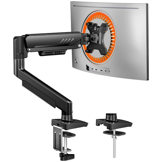 Alt view image 8 of 14 - Single Monitor Arm, Fully Adjustable Monitor Mount for 1334 Inch Screens, Fast Install Computer Monitor Stand with Tool-Free VESA Mount, Cable Management, Holds 19.8 lbs