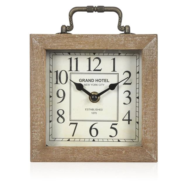 Alt view image 13 of 14 - Retro Desk Clock, Vintage Wooden Table Clock, Wood Color | Mantel Clock, Living Room Bedroom Shelf Decoration, Farmhouse Decor